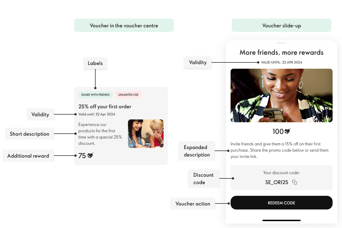 Voucher structure — standardized layout and expanded view
